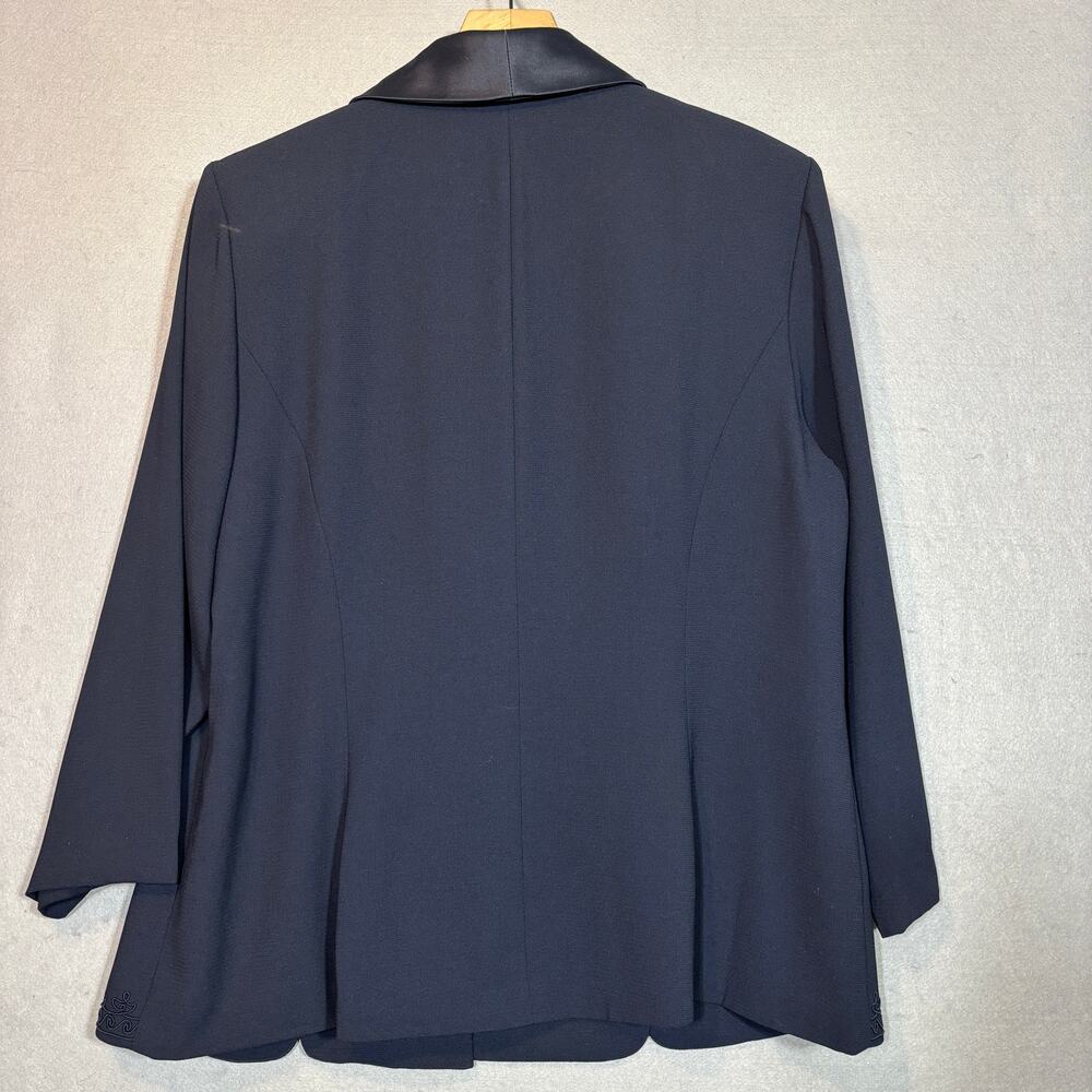 Studio I‎ Navy Satin Shawl Collar Blazer 18W Stretch Elegant Minimalist Layer - Picture 2 of 8
